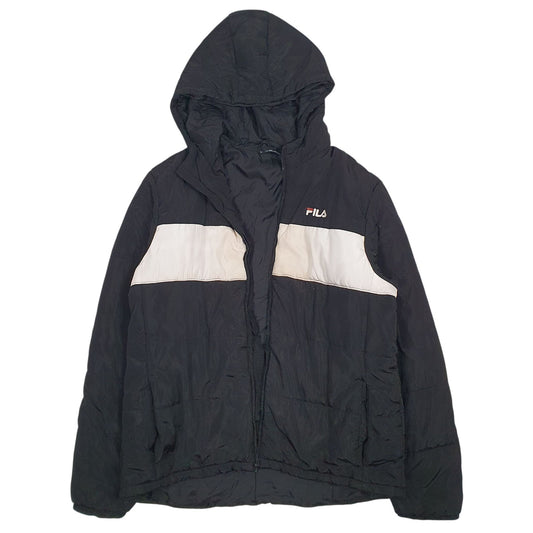 Womens Black Fila Hoodie Coat