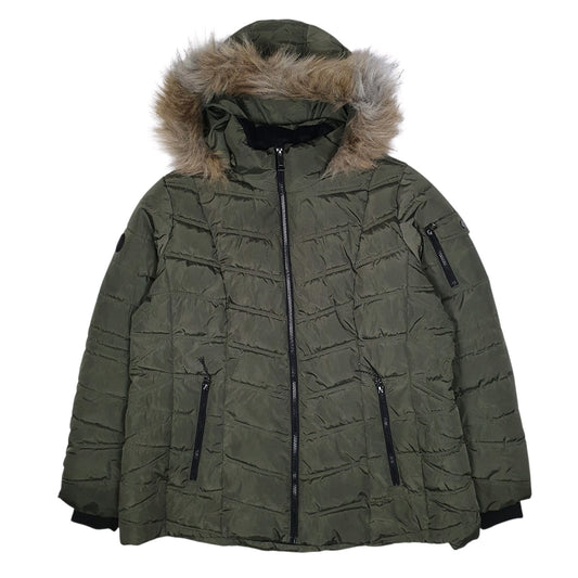 Womens Green Nautica Parka Crewneck Coat