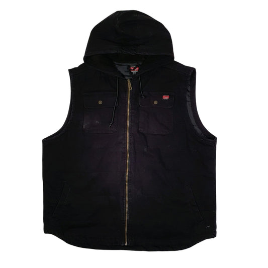 Mens Black Wrangler Vest Bodywarmer Hoodie Workwear Coat