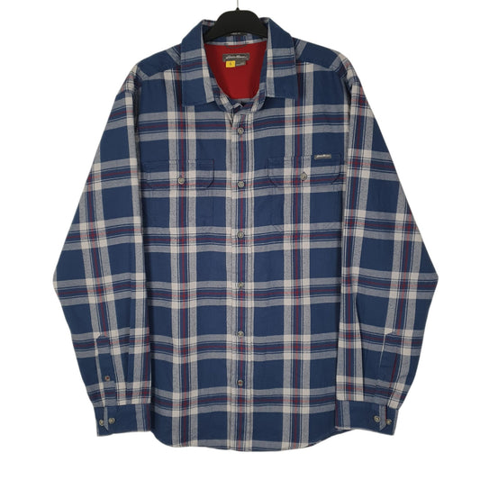 Mens Blue Eddie Bauer Flannel Long Sleeve Shirt