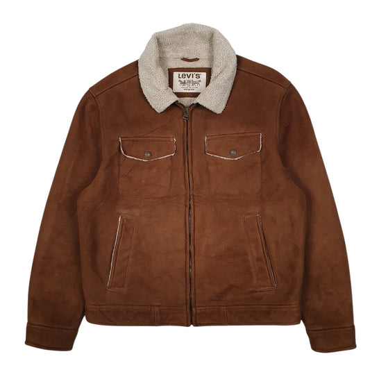 Mens Brown Levis Shearling Sherpa Lined Coat