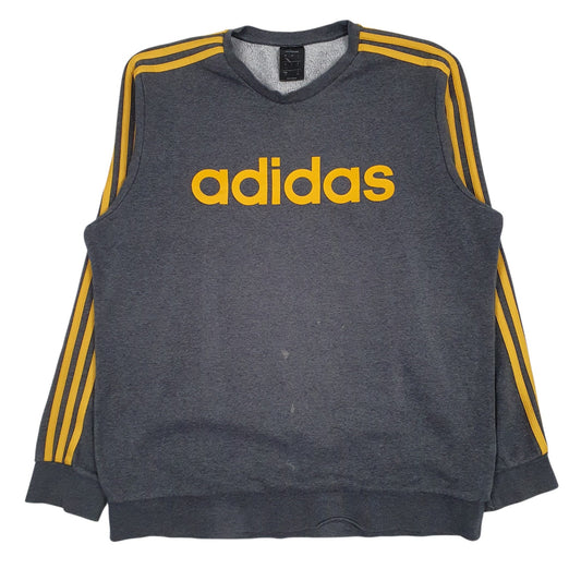 Mens Grey Adidas Spellout Crewneck Jumper
