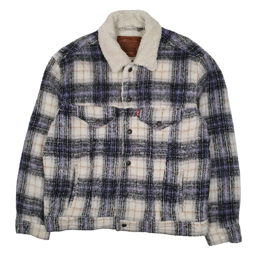 Mens Grey Levis Premium Type 3 Trucker Sherpa Coat