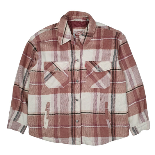 Mens Pink Levis Quilt Lined Heavy Plaid Coat