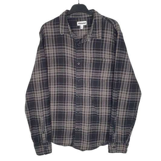 Mens Grey Abound Flannel Long Sleeve Shirt