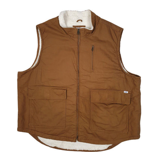 Mens Brown Lee Sherpa Lined Workwear Vest Coat