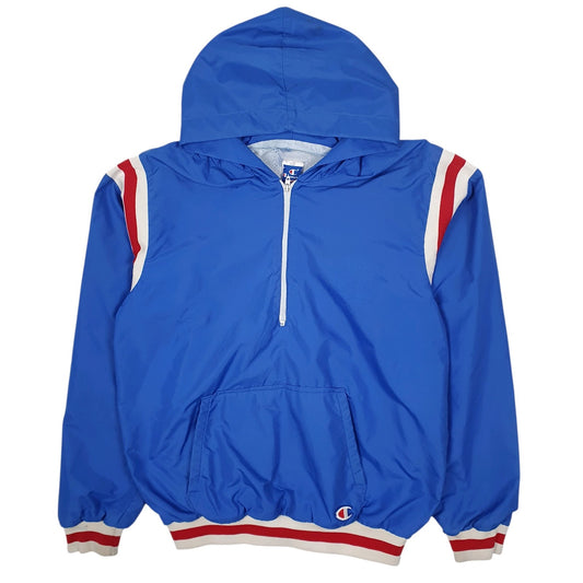 Mens Blue Champion Vintage 1980s Made In USA Pullover Hoodie Coat