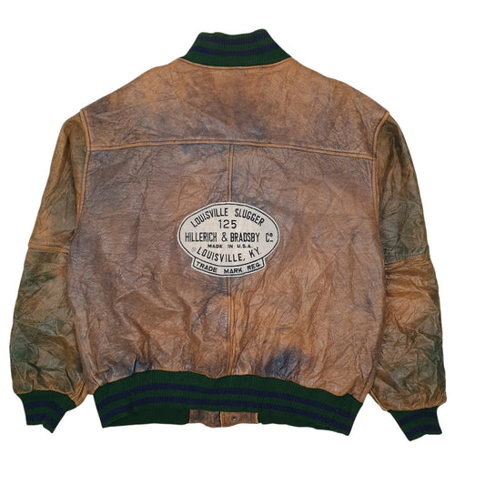 Mens Brown Cooper Collections Louisville Slugger Vintage 90s Coat