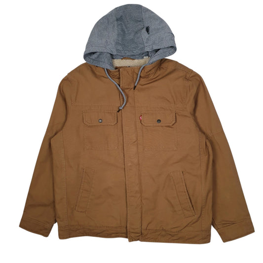 Mens Brown Levis Hoodie Windbreaker Coat