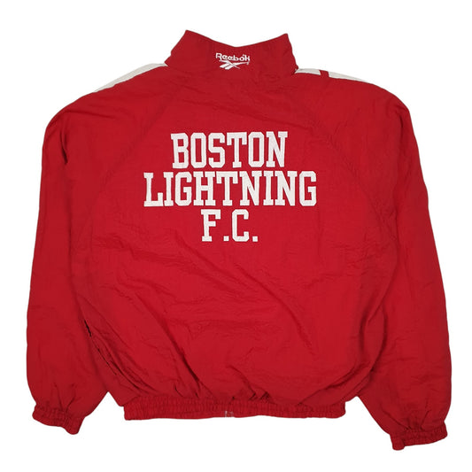 Mens Red Reebok Vintage 90s Boston Lightning Coat