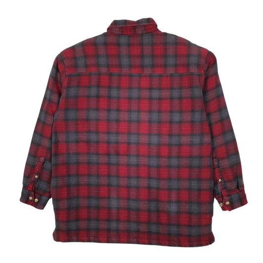 Mens Grey Utility Sherpa Lined Flannel Plaid Coat