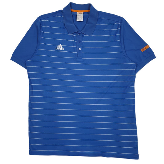 Mens Blue Adidas Real Madrid Short Sleeve Polo Shirt