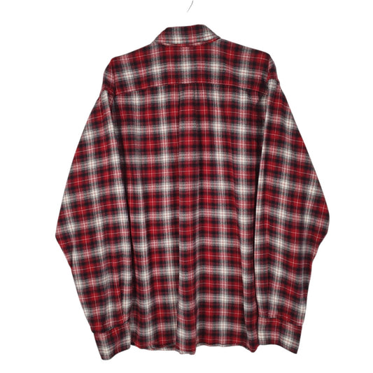 Mens Red Eddie Bauer Thick Flannel Plaid Shirt