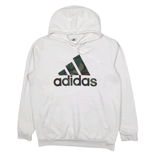 Mens White Adidas Hoodie Jumper