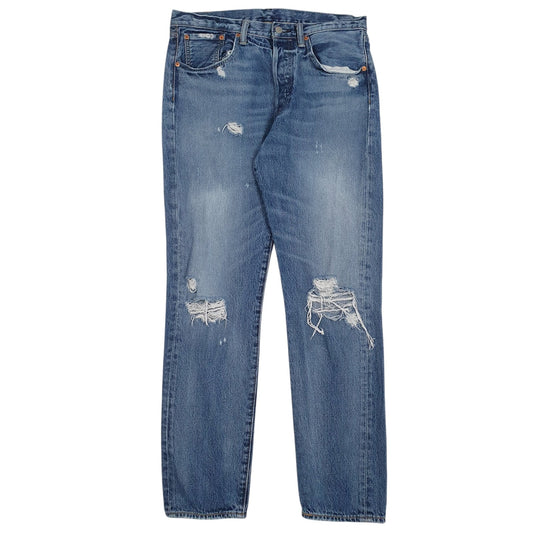 Mens Blue Levis Distressed 501 JeansW32 L32
