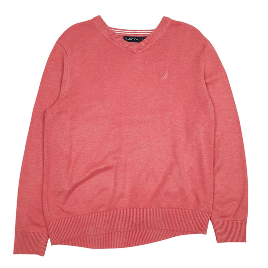 Mens Red Nautica V Neck Jumper