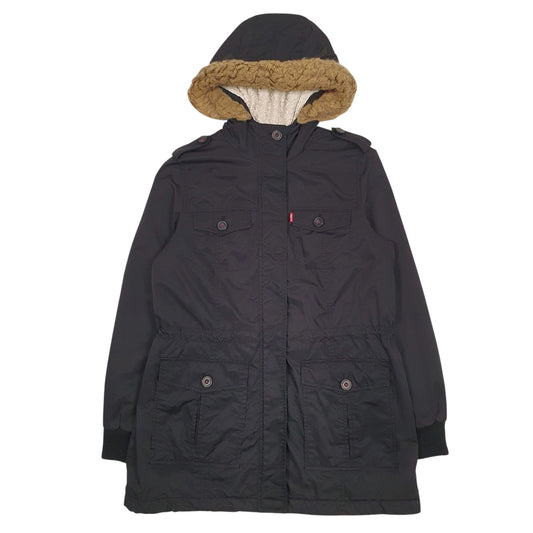 Womens Black Levis Sherpa Lined Coat