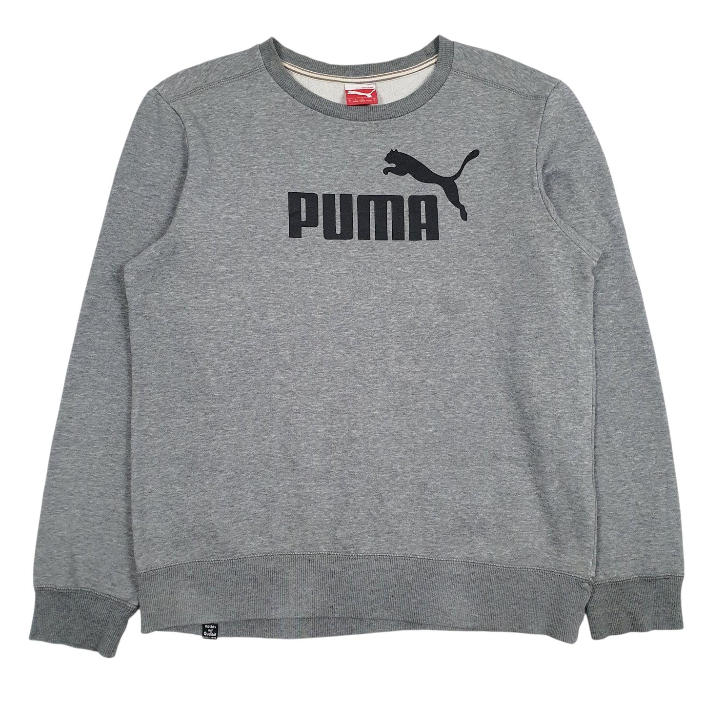Mens Grey Puma Spellout Crewneck Jumper
