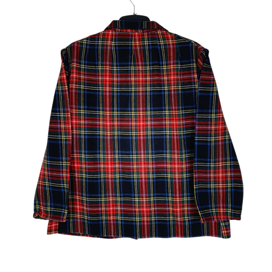 Womens Navy Unbranded Plaid Flannel Jacket Shirt