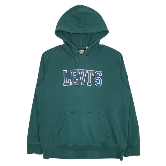 Mens Green Levis Spellout Hoodie Jumper