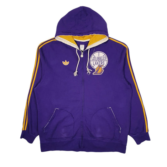 Mens Purple Adidas LA Lakers NBA Hoodie Full Zip Jumper