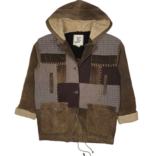 Mens Brown JC Sherpa Lined Patchwork Coat