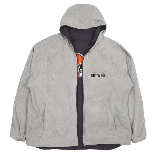 Mens Grey NFL Reversible Fleece Cleeveland Browns Hoodie Coat