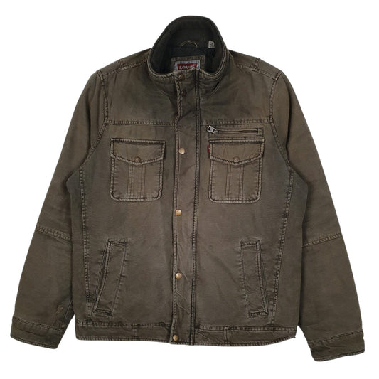 Mens Brown Levis Bomber Military Coat