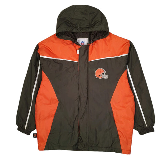 Mens Brown NFL Cleveland Browns Windbreaker Crewneck Coat