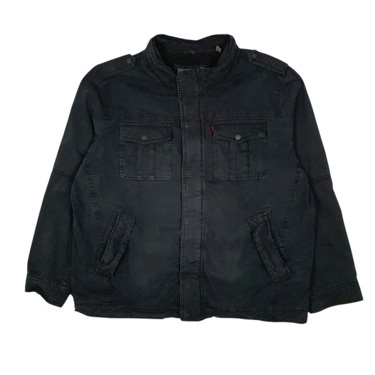 Mens Black Levis Military Bomber Sherpa Lined Coat