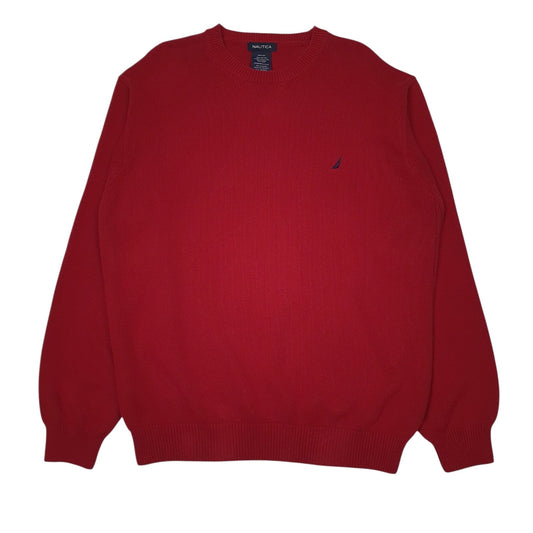 Mens Red Nautica Knit Crewneck Jumper