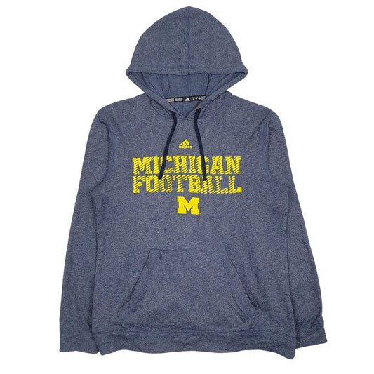Mens Blue Adidas Climawarm Michigan Football Hoodie Jumper