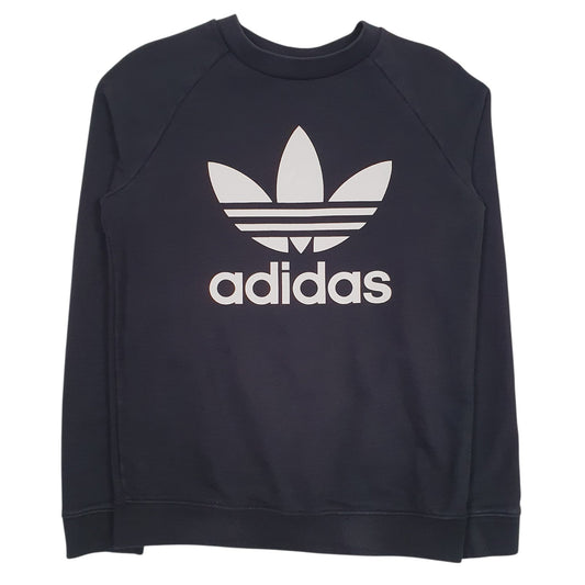 Womens Black Adidas Spellout Crewneck Jumper