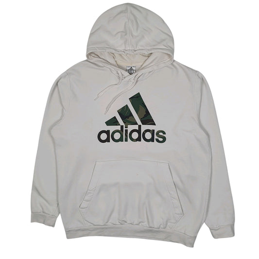 Mens White Adidas Hoodie Jumper