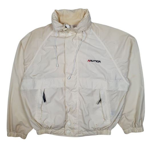 Mens Cream Nautica Vintage 90s Hoodie Coat