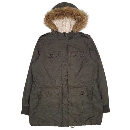 Womens Green Levis Sherpa Lined Coat