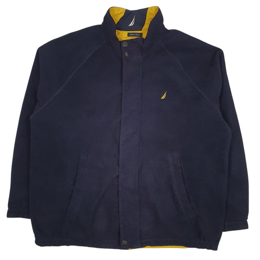 Mens Yellow Nautica Reversible Windbreaker Hoodie Coat
