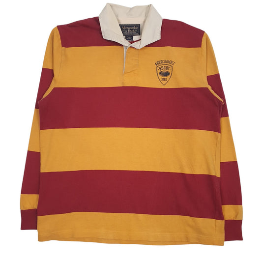 Mens Yellow Abercrombie and Fitch Rugby Long Sleeve Polo Shirt