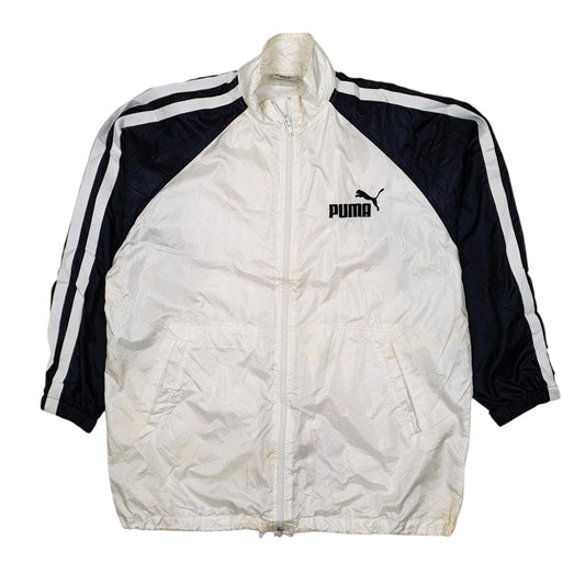 Mens White Puma Vintage 90s Quarter Zip Coat