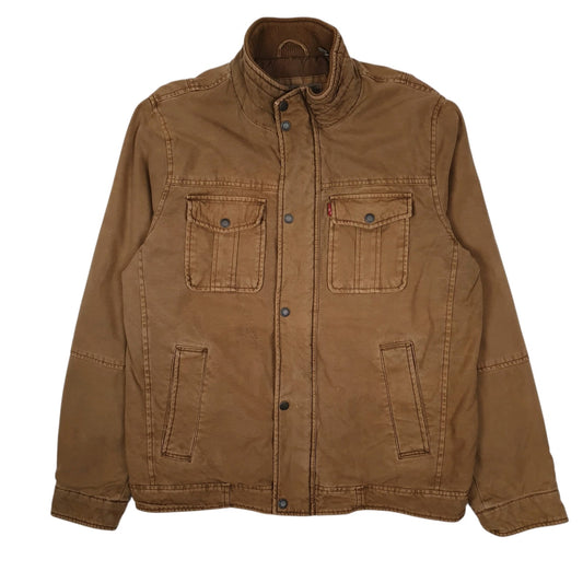 Mens Brown Levis Bomber Military Windbreaker Coat