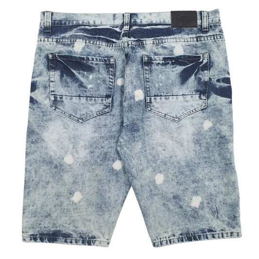 Mens Blue Road Narrow Distressed Shorts