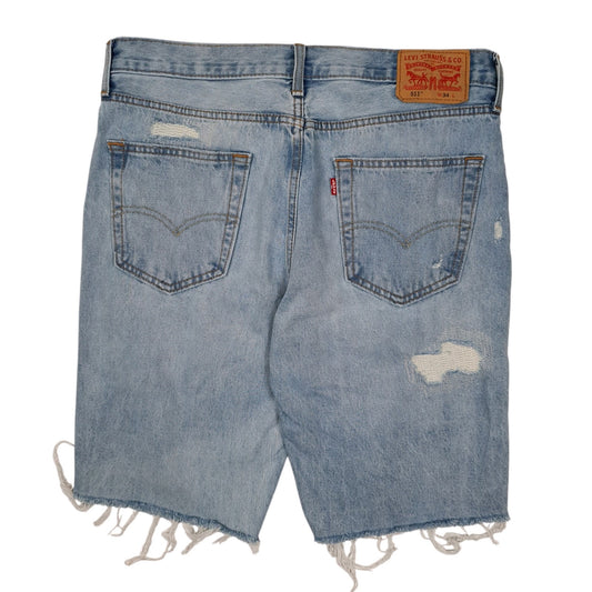 Mens Blue Levis Distressed Shorts