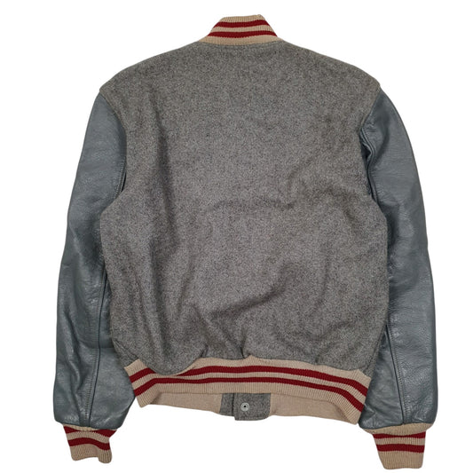 Mens Grey Stonebriar Waxlers Varsity Leather College Vintags 1980s Coat