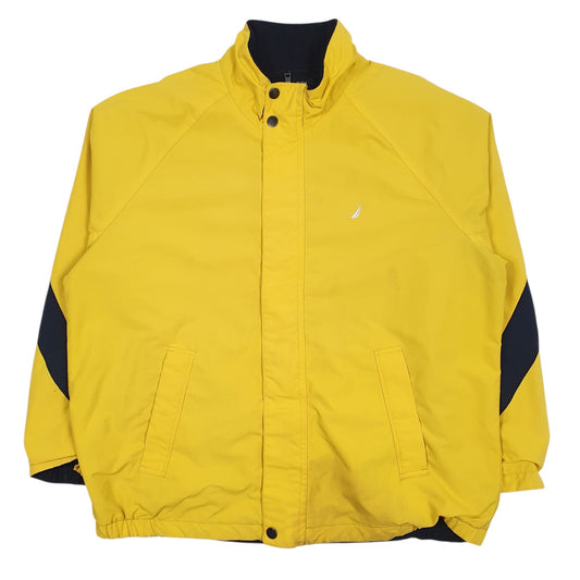Mens Yellow Nautica Reversible Windbreaker Hoodie Coat