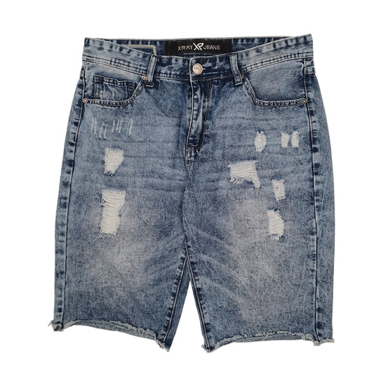 Mens Blue Xray Jeans Distressed Denim Shorts