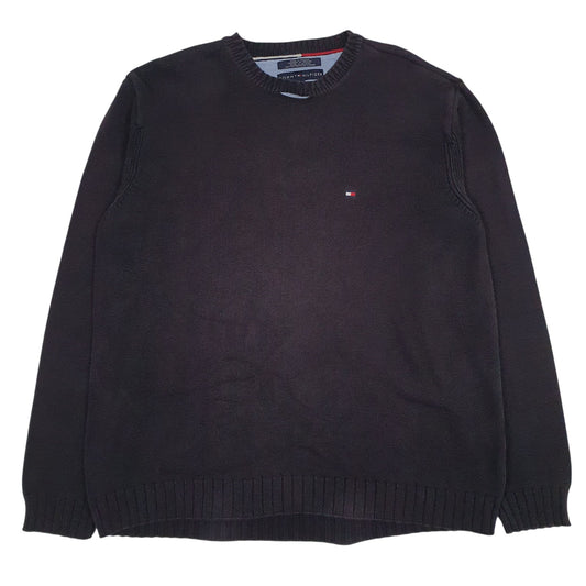 Mens Black Tommy Hilfiger Knitwear Crewneck Jumper