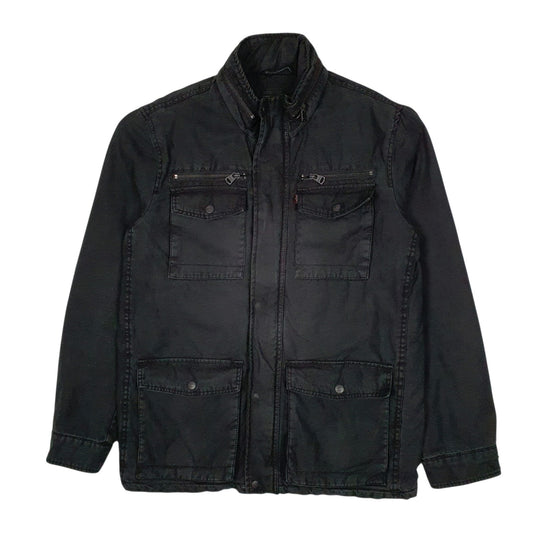 Mens Black Levis Military Bomber Sherpa Lined Coat