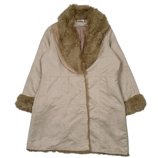 Womens Cream Euronova Faux Afghan Coat