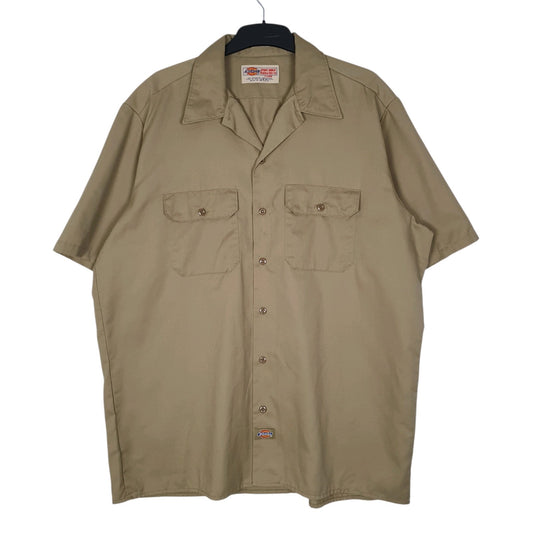 Mens Brown Dickies Workwear Short Sleeve Shirt