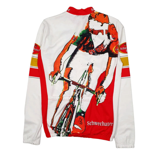 Mens White Unbranded Schwechater Bier Beer Cycling Jersey Jacket T Shirt
